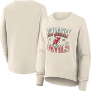 FANATICS Women's Fanatics Cream New Jersey Devils Oversized Vintage Slice Pullover Sweatshirt