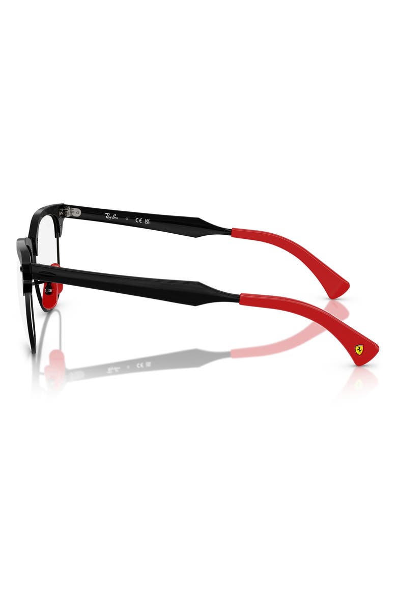 Ray-Ban x Scuderia Ferrari 51mm Square Optical Glasses, Alternate, color, Shiny Black/ Red