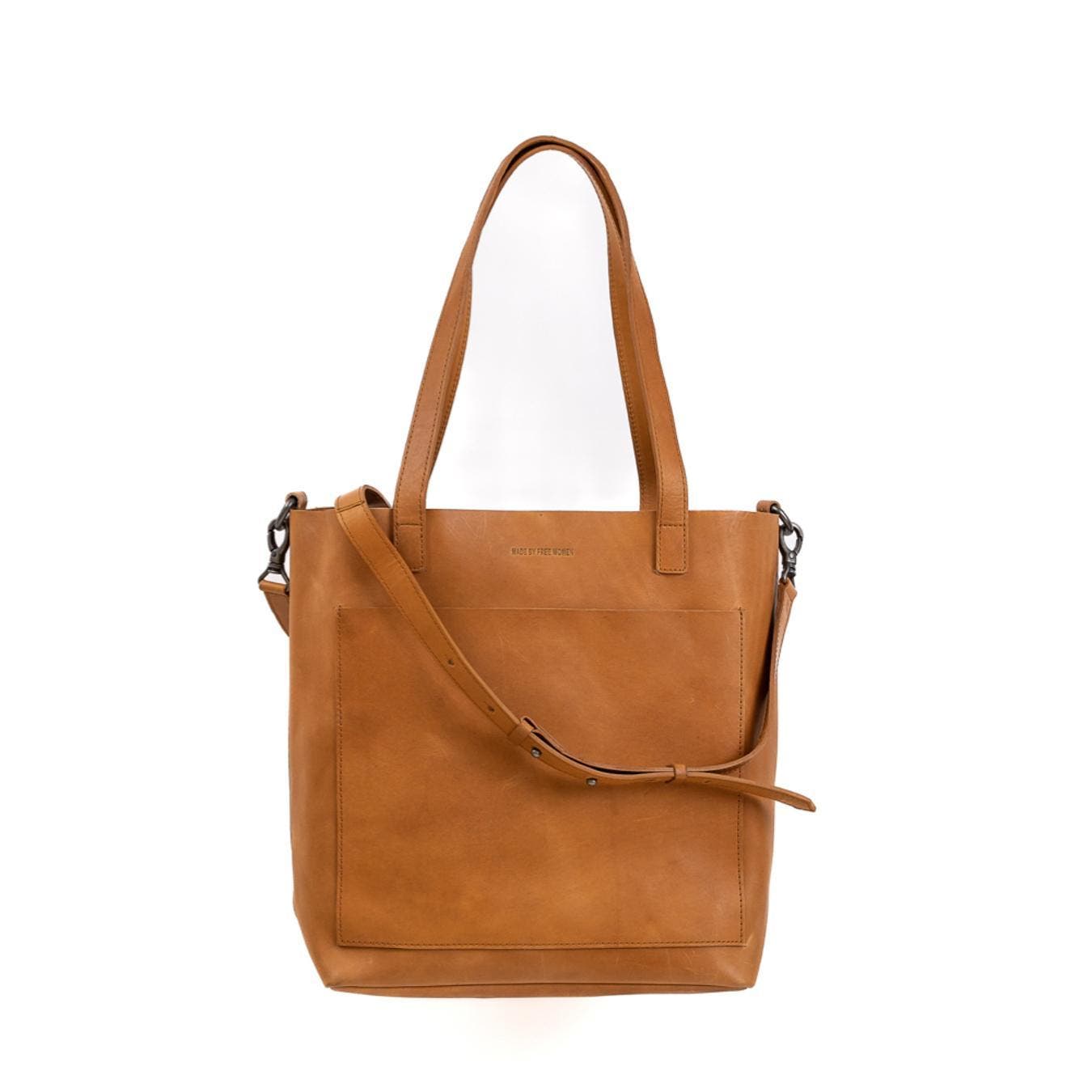 Leather Day Tote Bag, Main, color, Camel