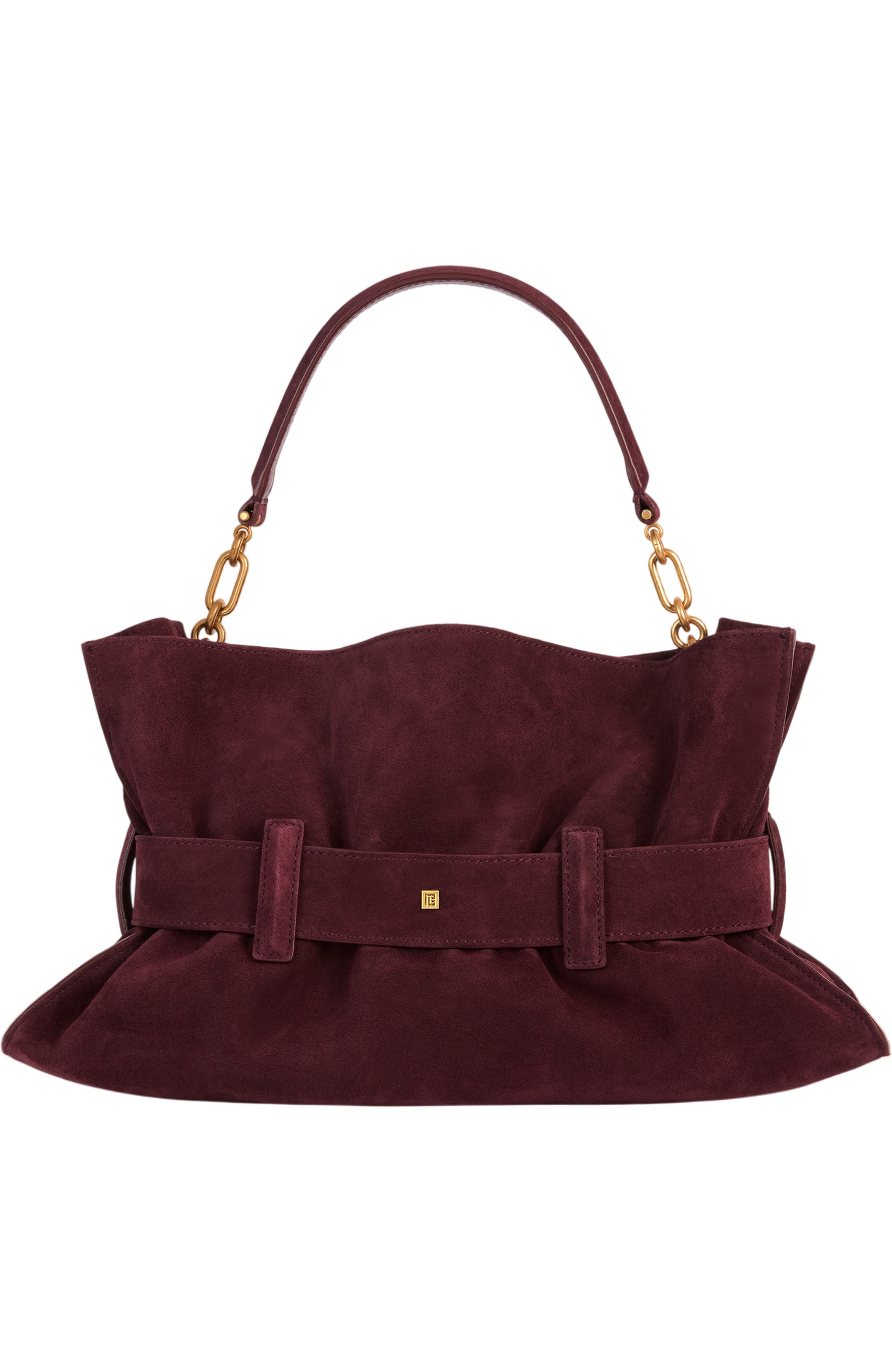 Balmain Medium Anthem suede leather bag, Alternate, color, Red