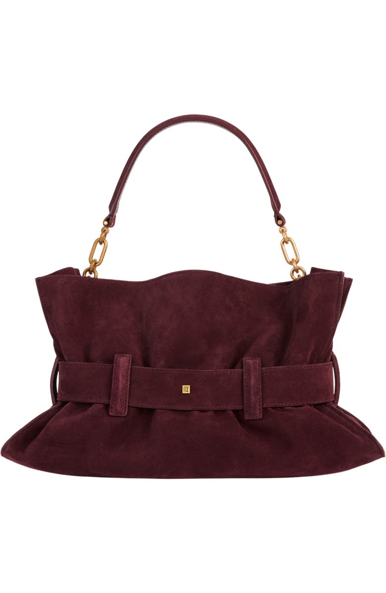 Balmain Medium Anthem suede leather bag, Alternate, color, Red