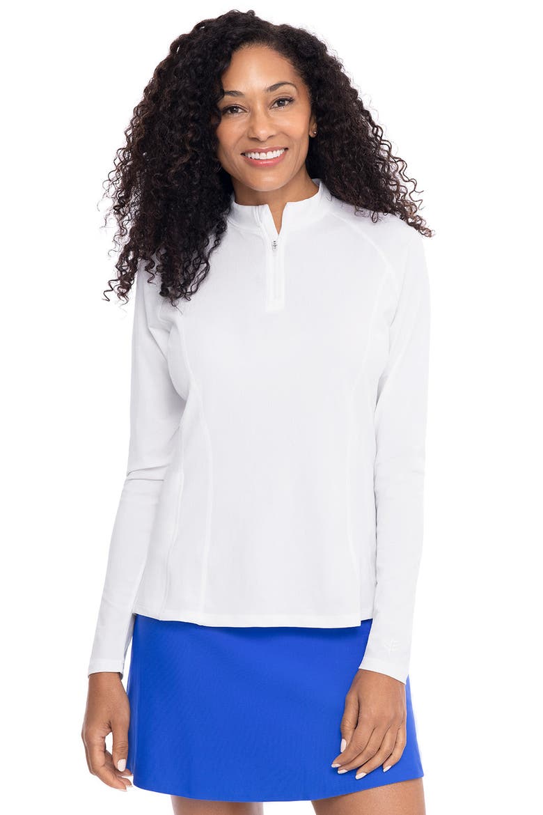 Women's Freestyle Quarter Zip Rash Guard with Long Sleeves, UPF 50+ Sun Protection, Alternate, color, White