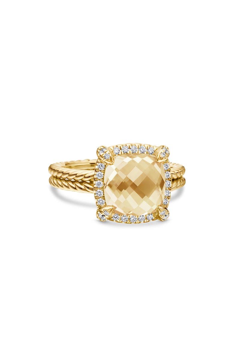 David Yurman Châtelaine Pavé Bezel Ring with Diamonds in 18K Gold, 9mm, Main, color, 