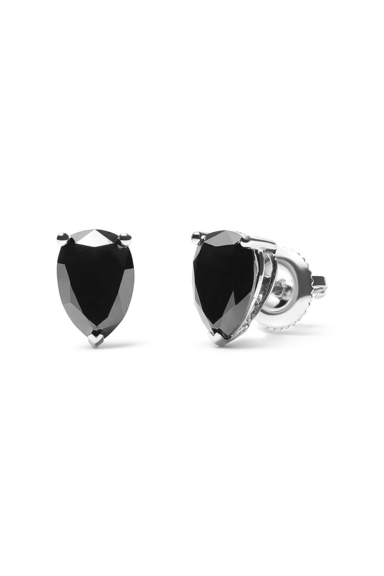 14K White Gold 2.00 Ct Pear Black Diamond Stud Earrings, Alternate, color, White