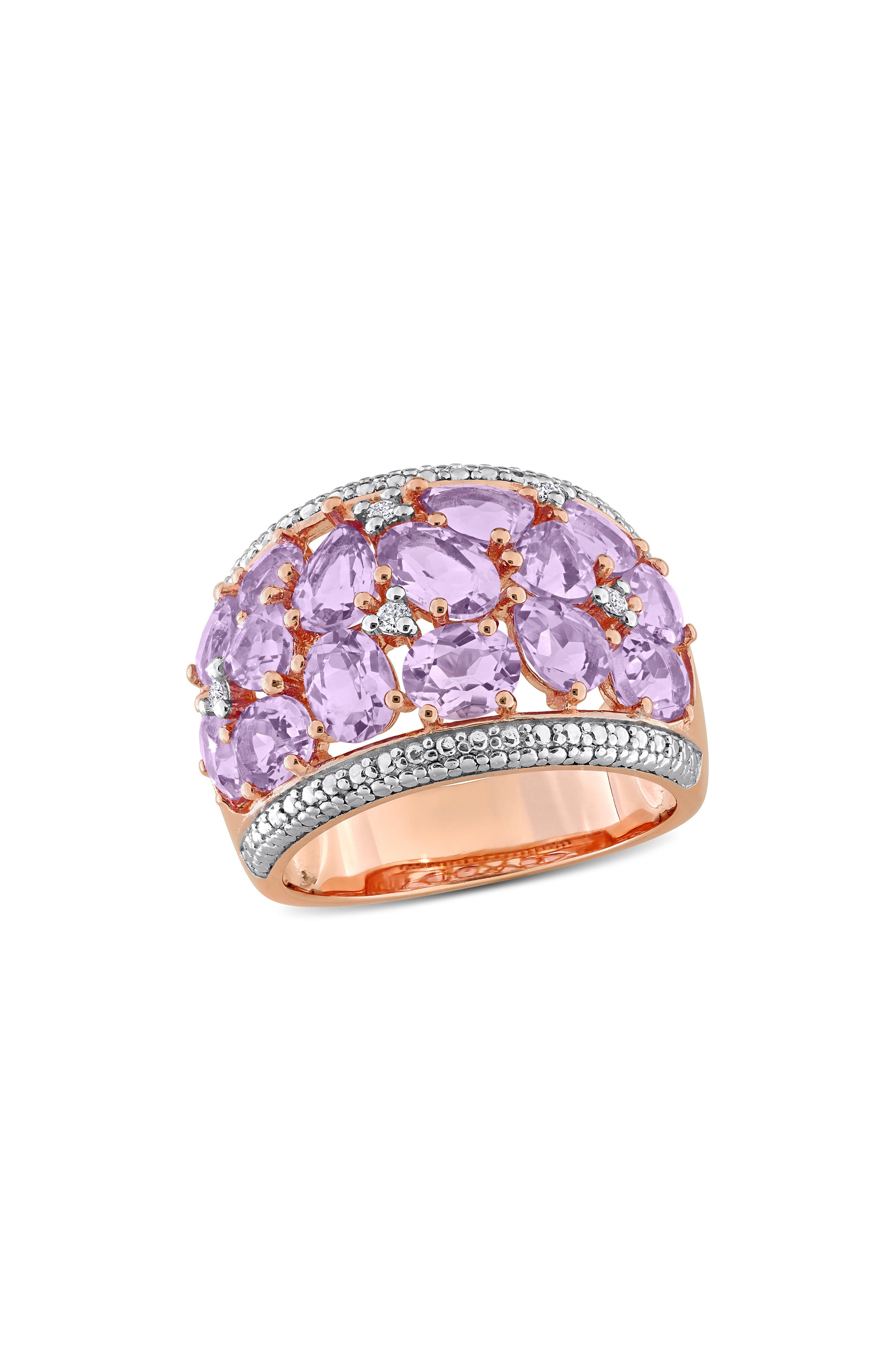 DELMAR Rose de France Amethyst & Diamond Dome Ring