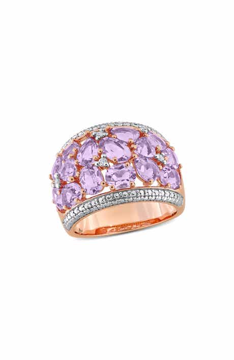 DELMAR Rose de France Amethyst & Diamond Dome Ring