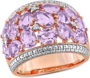 DELMAR Rose de France Amethyst & Diamond Dome Ring