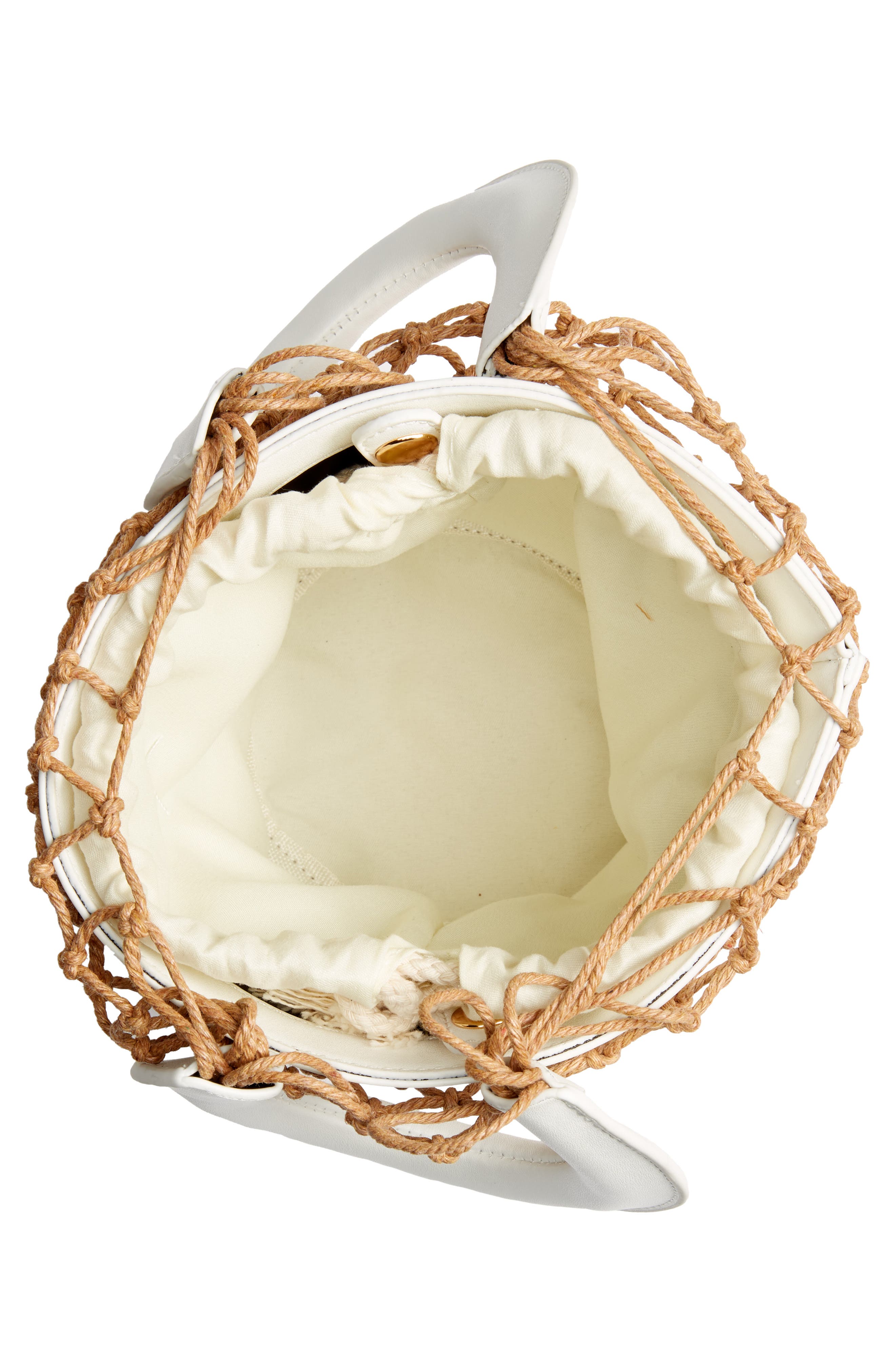 Knotty Net Faux Leather Bucket Bag, Alternate, color, 