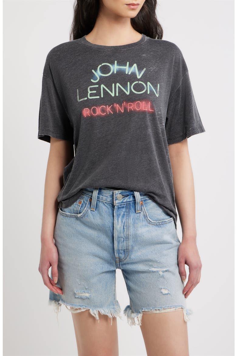 John Lennon Rock 'N' Roll Graphic T-shirt, Main, color, BLACK