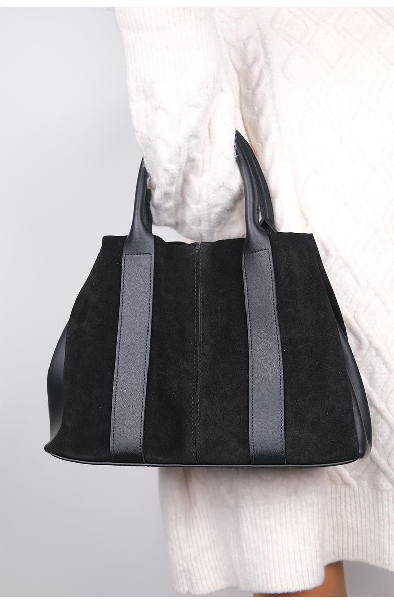 Forever & Always Shoes Thresh Leather Shoulder Bag, Main, color, Black Suede