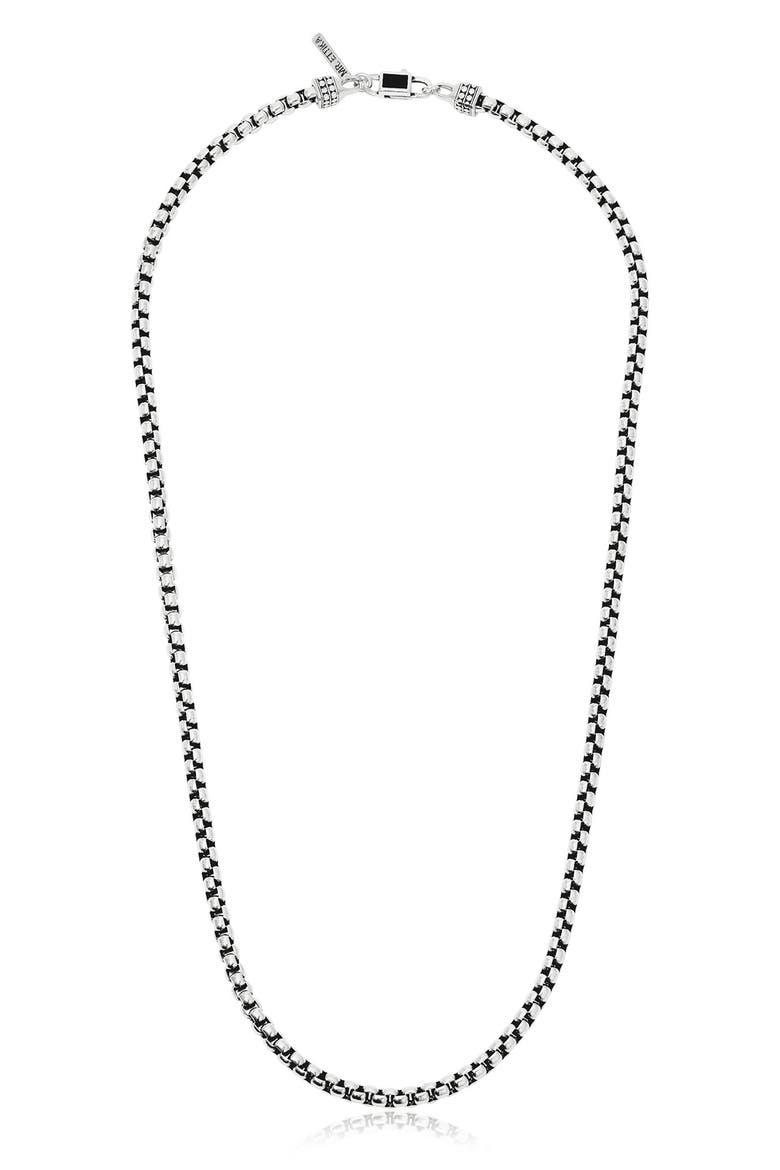 Men's Box Chain Necklace, Main, color, SILVER