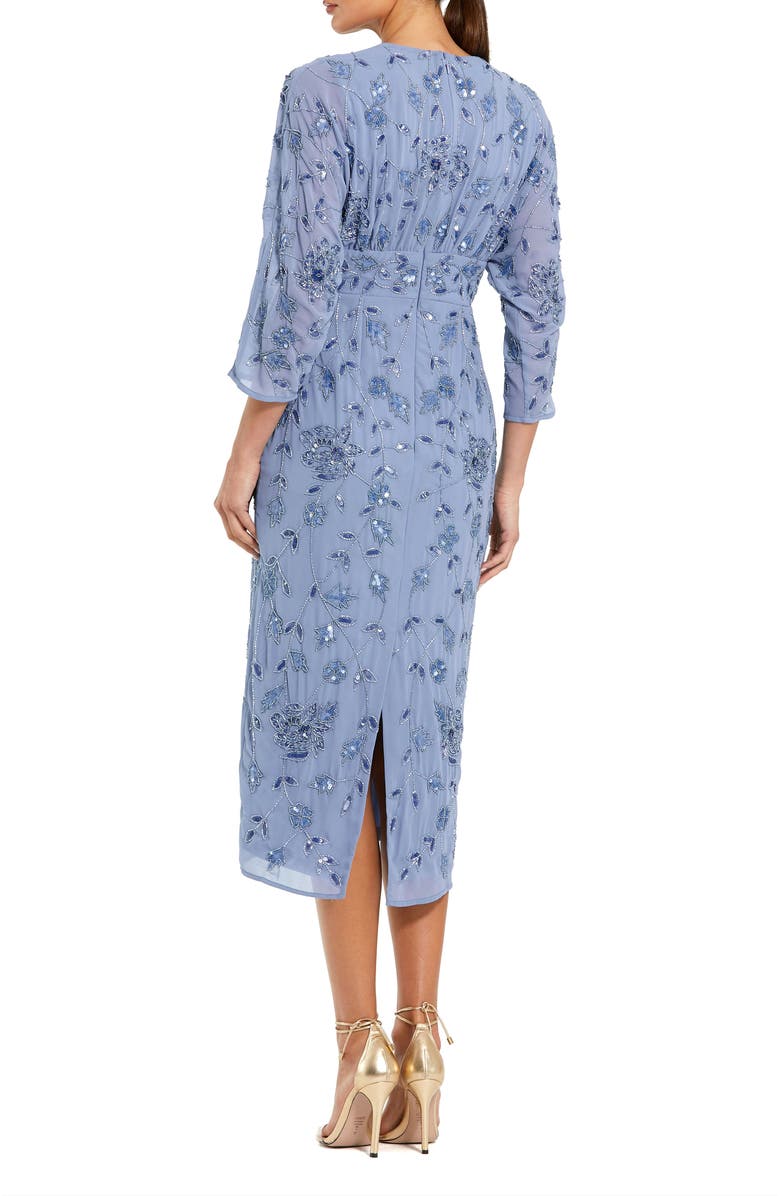 Mac Duggal Women's Floral Embellished Georgette Blouson Midi Dress, Alternate, color, Twilight