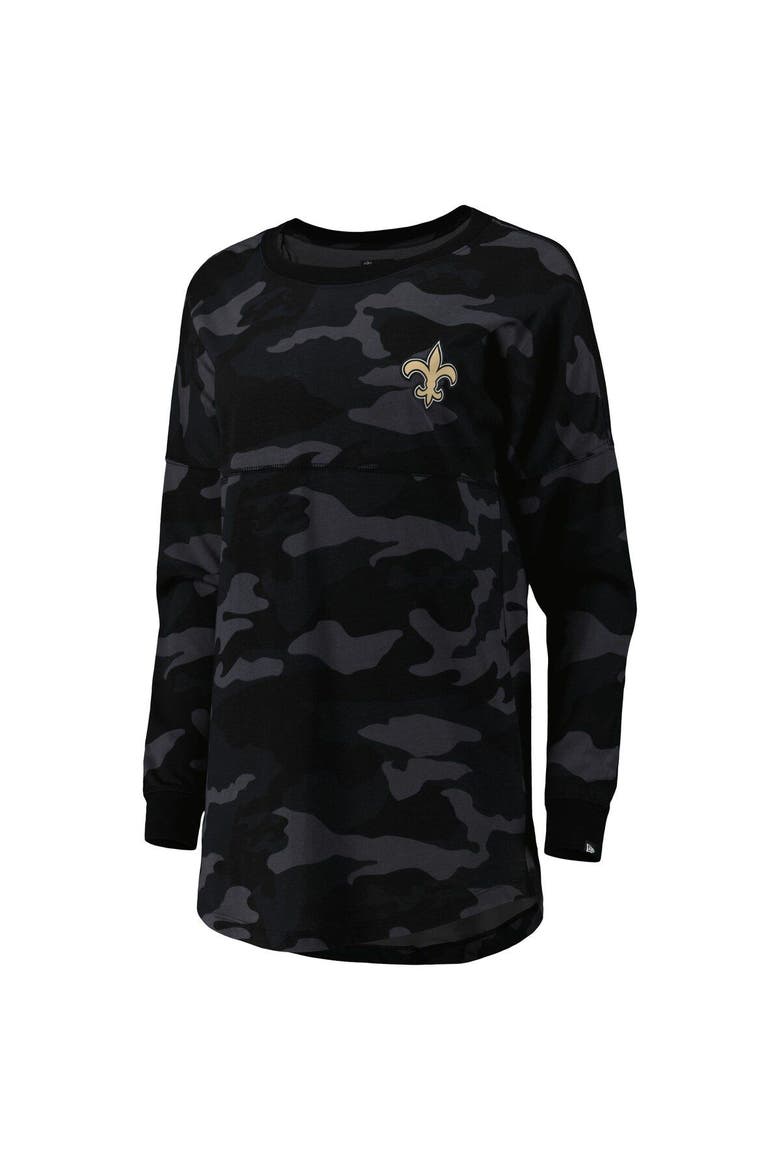 Women's New Era Black New Orleans Saints Camo Long Sleeve T-Shirt, Alternate, color, Black
