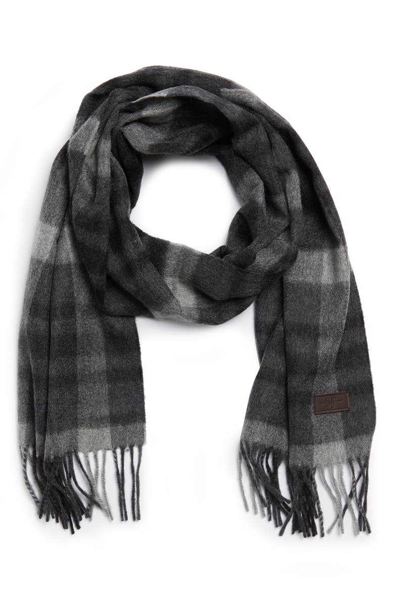 Hickey Freeman Cashmere Plaid Scarf, Main, color, 