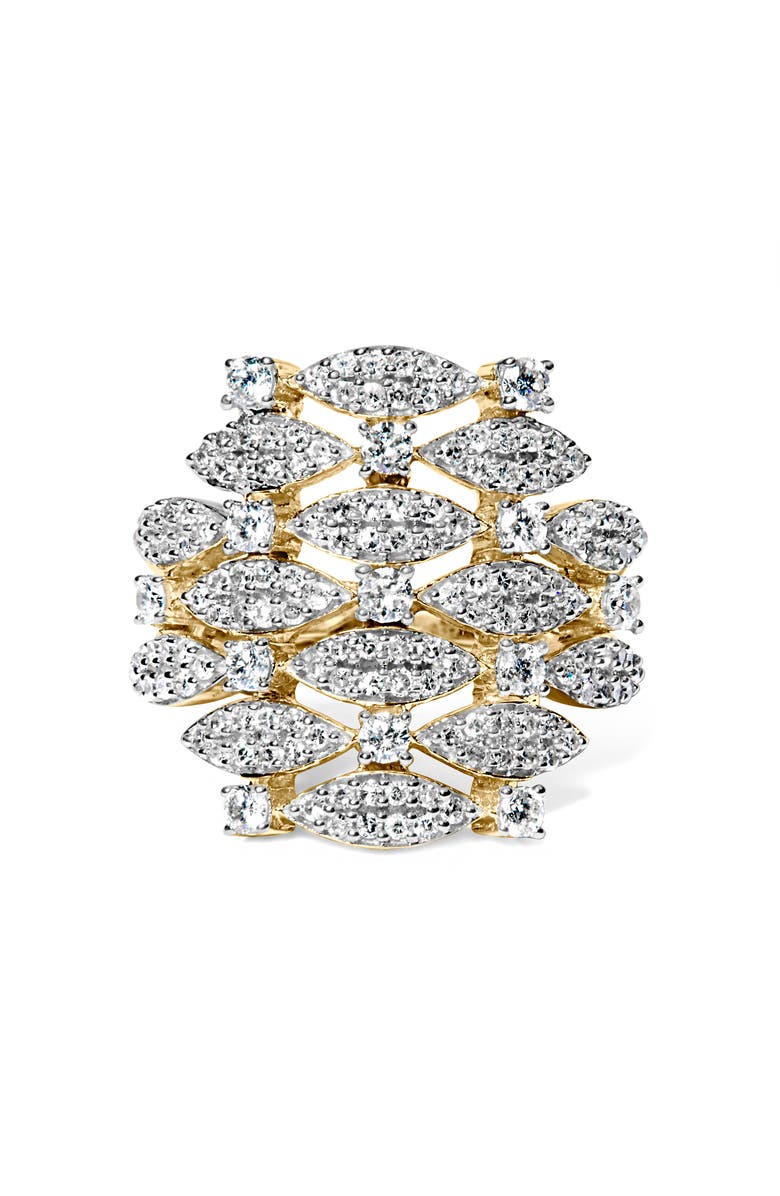 Haus of Brilliance 14K Gold 1.0 Cttw Diamond Geometric Stacked Open Cocktail Ring, Main, color, Yellow Gold