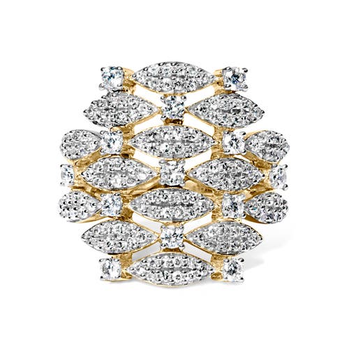Haus of Brilliance 14K Gold 1.0 Cttw Diamond Geometric Stacked Open Cocktail Ring in Yellow Gold at Nordstrom, Size 8