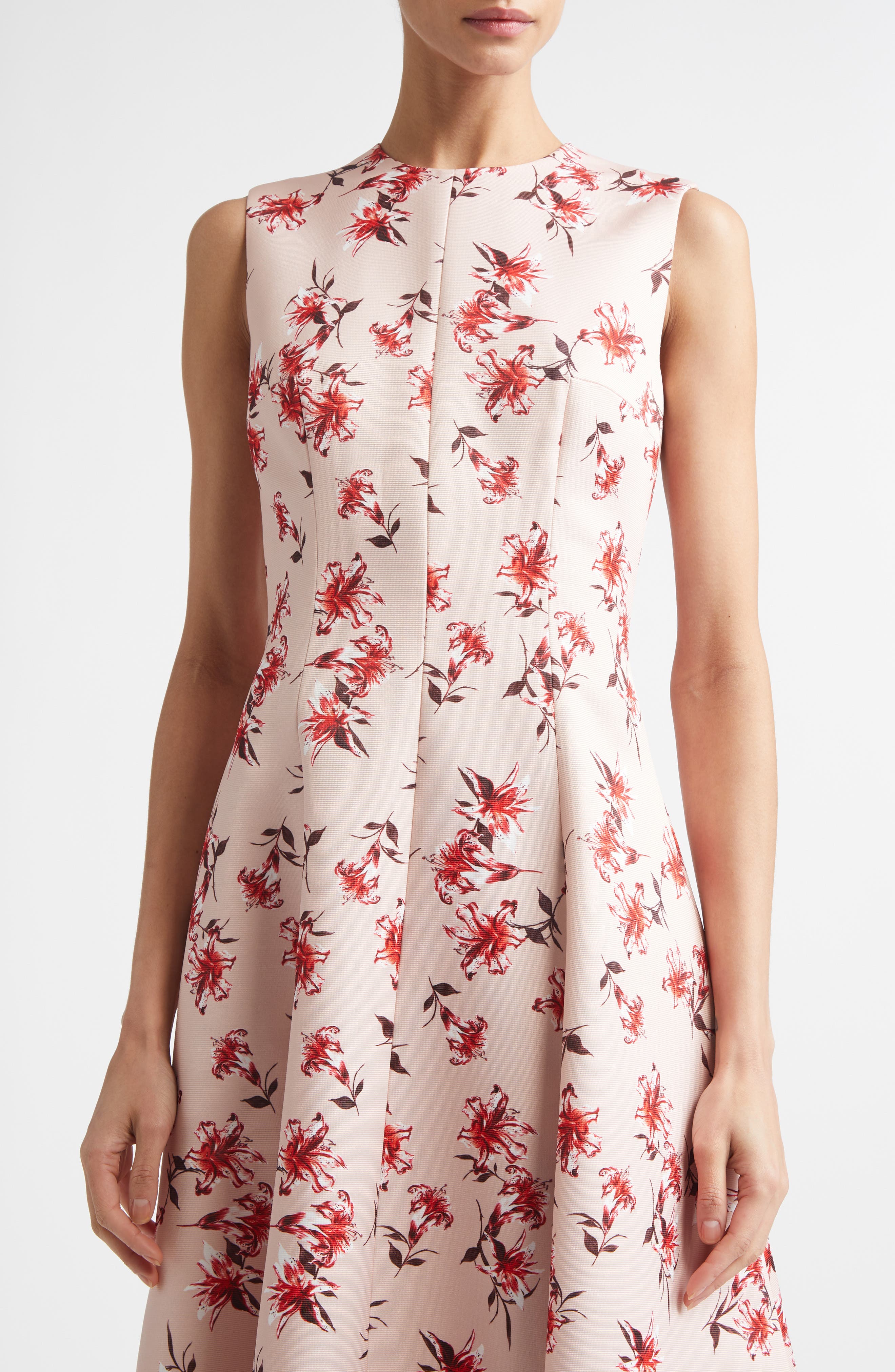 Emilia Wickstead Mara Floral Sleeveless A-Line Faille Midi Dress (Women ...