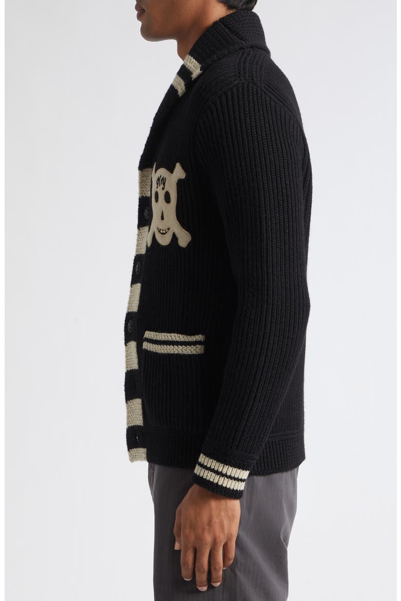 Wool Cardigan, Alternate, color, BLACK/ CREAM