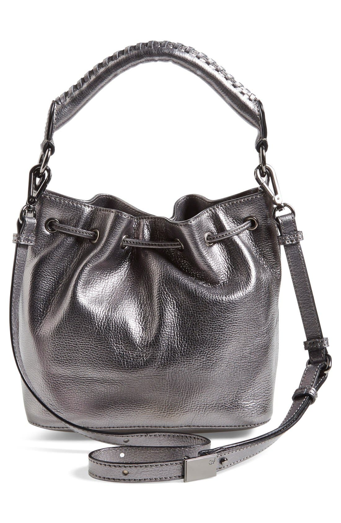 'Gigi Bon Bon' Leather Bucket Bag, Alternate, color, GRAPHITE