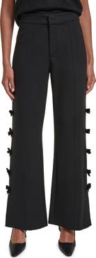 KARL LAGERFELD PARIS Bow Trim Pintuck Trouser Pants