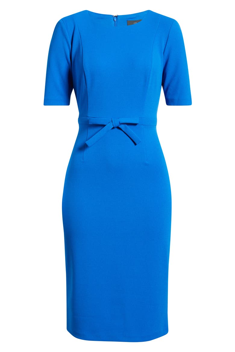 Bow Front Sheath Dress, Alternate, color, COOL COBALT