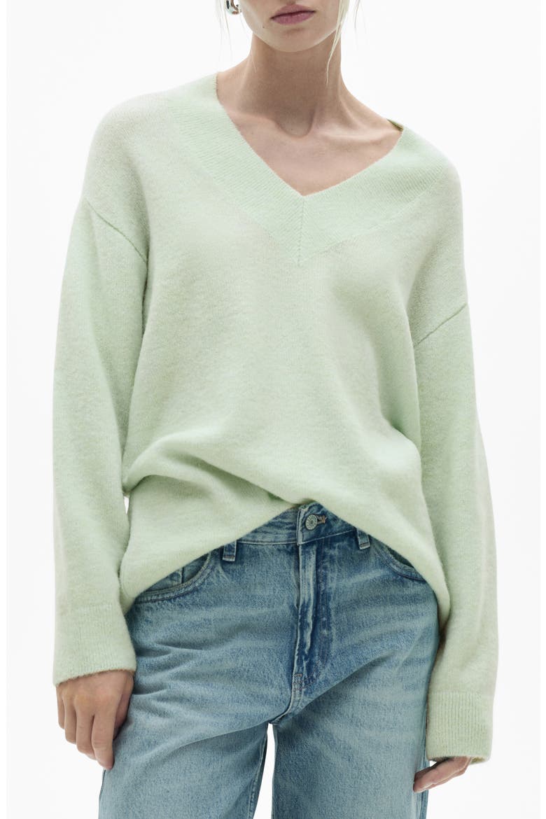 Oversize V-Neck Sweater, Main, color, AQUA GREEN