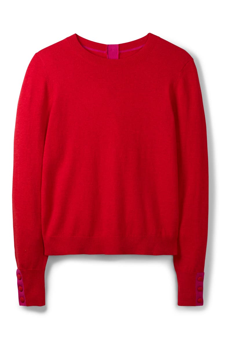 Dorset Button Back Sweater, Alternate, color, POST BOX RED