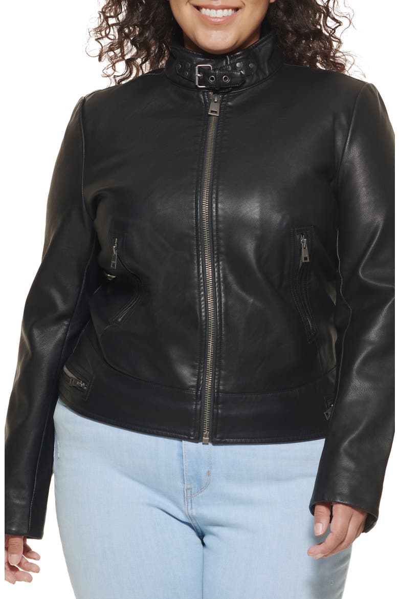 Racer Faux Leather Jacket, Main, color, BLACK