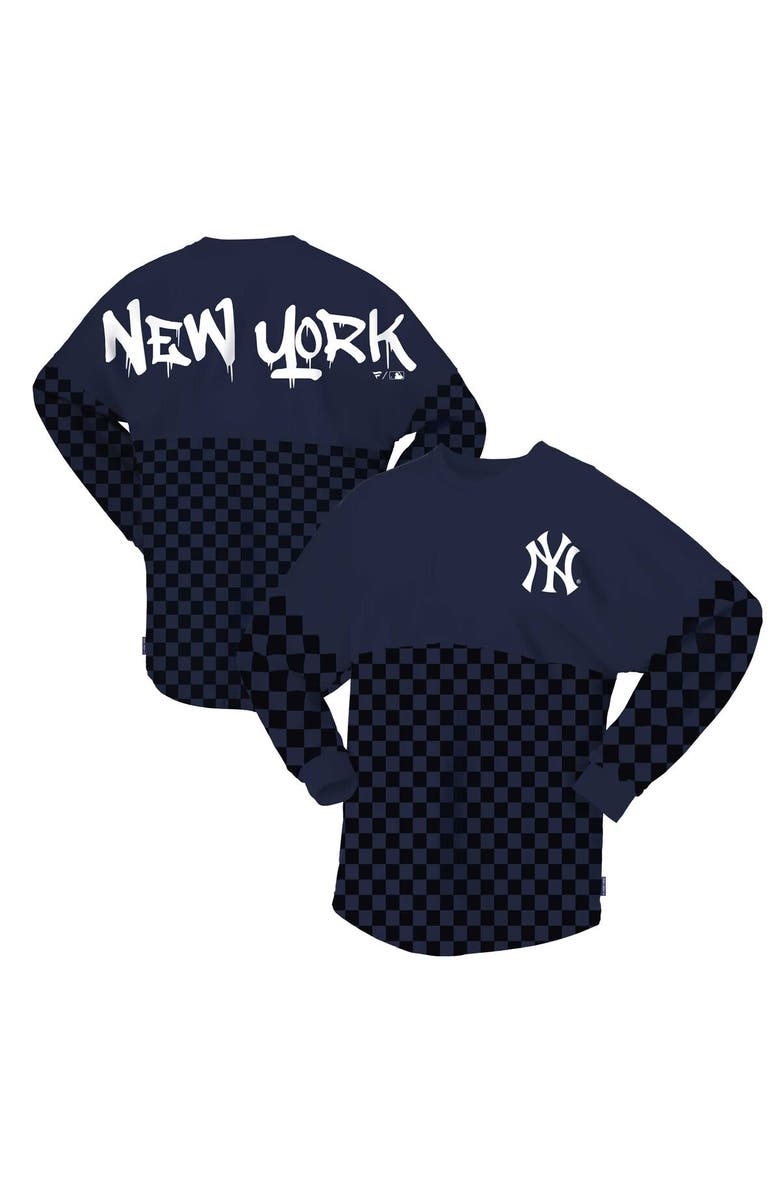 FANATICS Women's Fanatics Branded Navy New York Yankees Checker Print Long Sleeve T-Shirt, Alternate, color, 