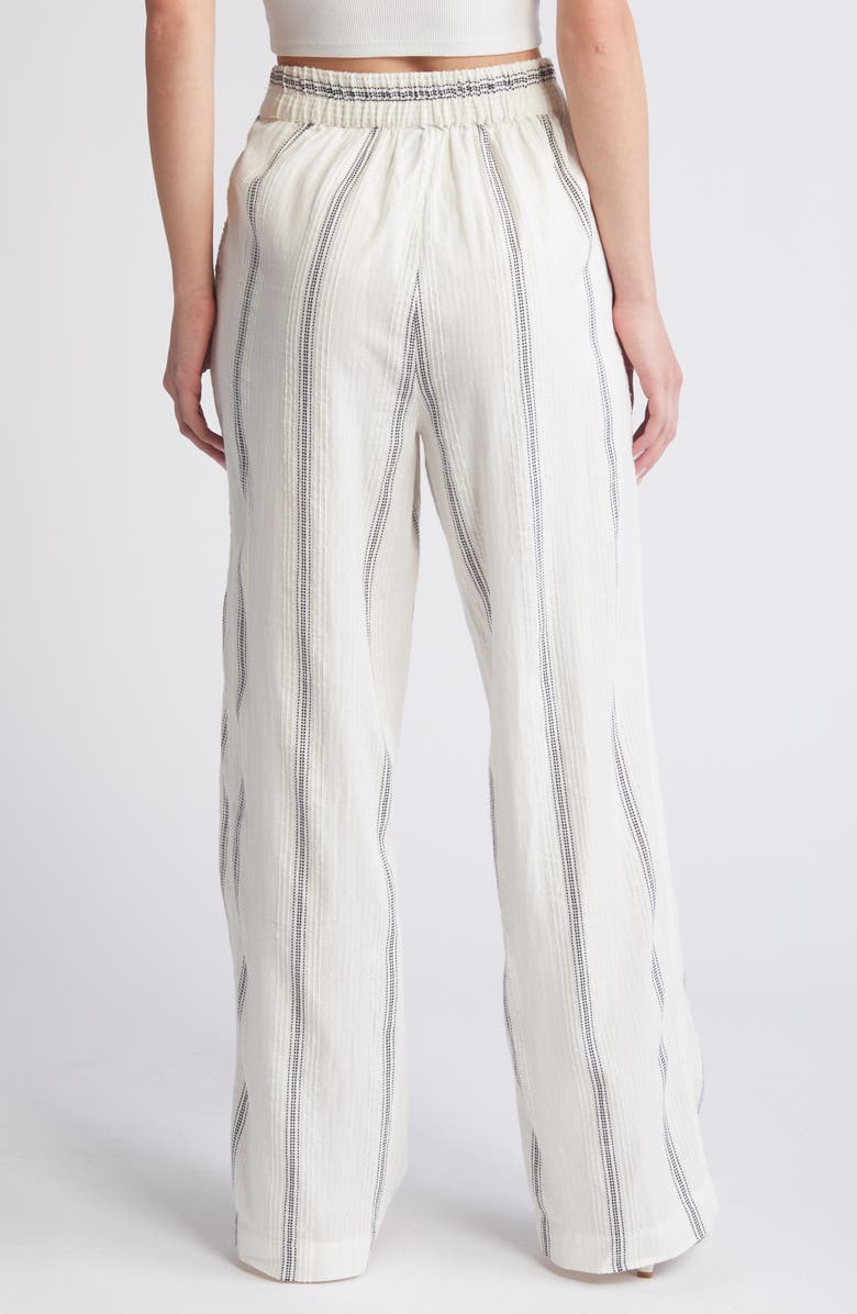 VERO MODA Embroidered Stripe Cotton Wide Leg Pants, Alternate, color, 