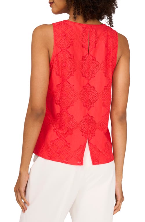 VINCE CAMUTO VINCE CAMUTO LACE COTTON BLEND KEYHOLE TANK 