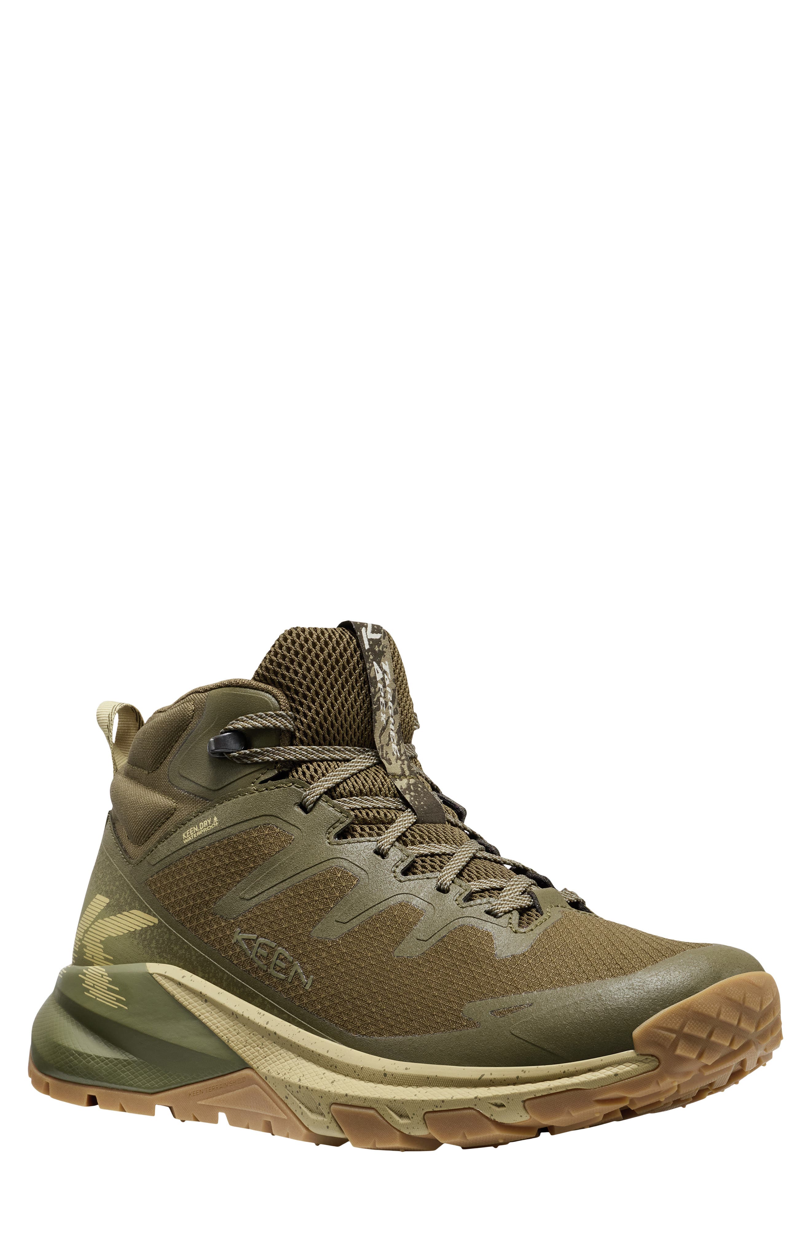 Targhee Apex Mid Waterproof Hiking Boot, Main, color, DARK OLIVE/ KHAKI