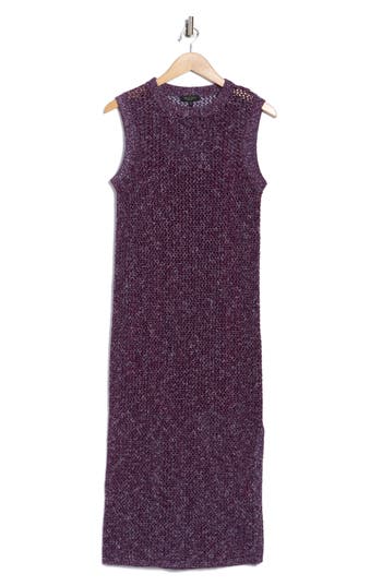 Rag & Bone Carter Open Knit Tank Dress In Purple