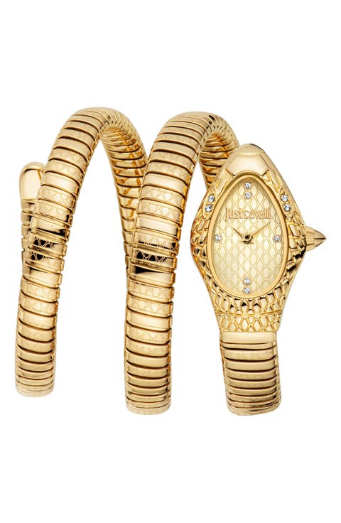 Snake Vetra Wraparound Two-Tone Bracelet Watch, 20mm x 34.5mm