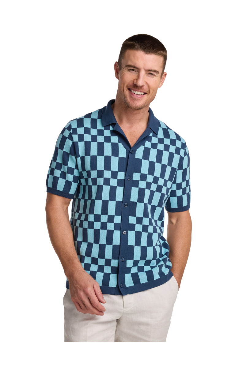 Paul Fredrick Cotton Button Front Camp Sweater, Alternate, color, Blue Multi