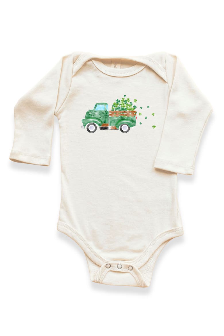 Shamrock Truck Organic Baby Bodysuit Long Sleeve, Main, color, Natural