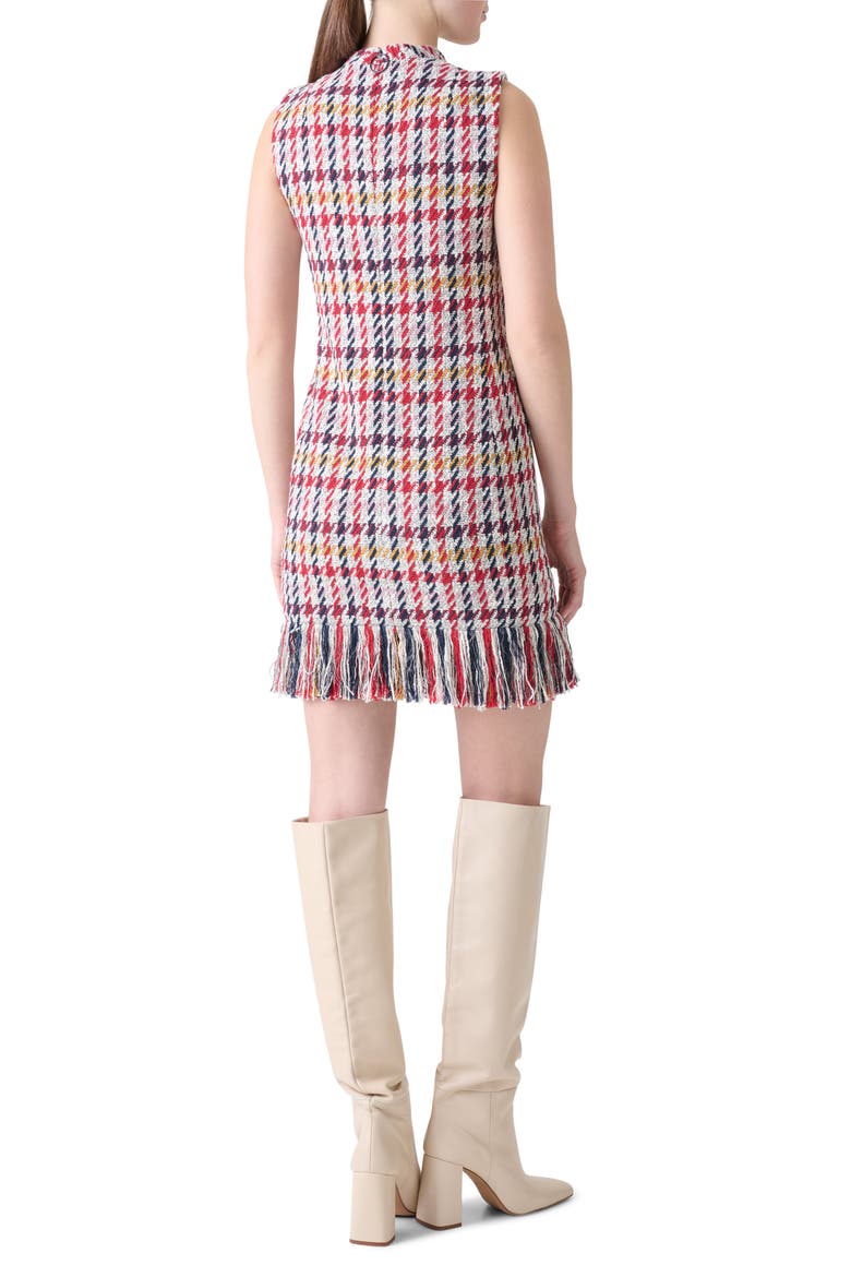 Check Tweed Fringed Sheath Dress, Alternate, color, MULTICOLOR