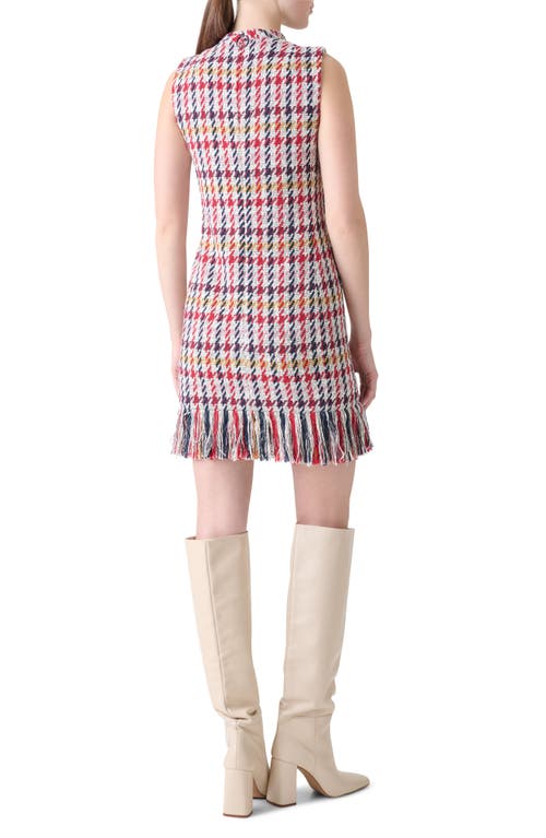 Akris Punto Check Tweed Fringed Sheath Dress In Multi