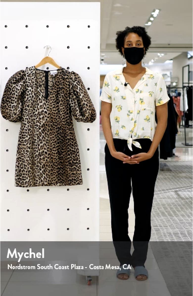 Leopard Jacquard Puff Sleeve Minidress, sales video thumbnail