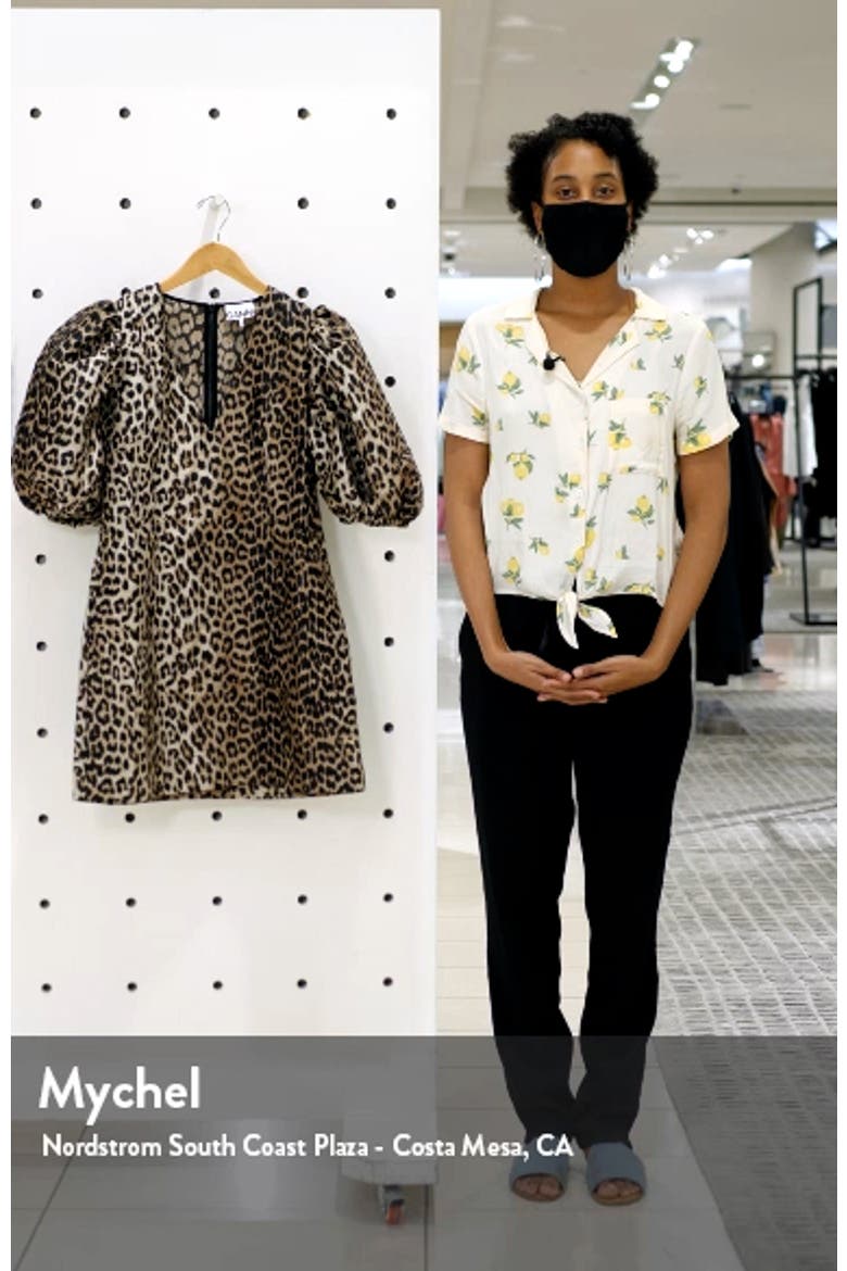 Leopard Jacquard Puff Sleeve Minidress video