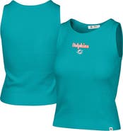 '47 Women's '47 Aqua Miami Dolphins Cropped Straight Cut Ribbed Baby Tank Top