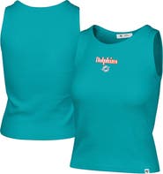 '47 Women's '47 Aqua Miami Dolphins Cropped Straight Cut Ribbed Baby Tank Top