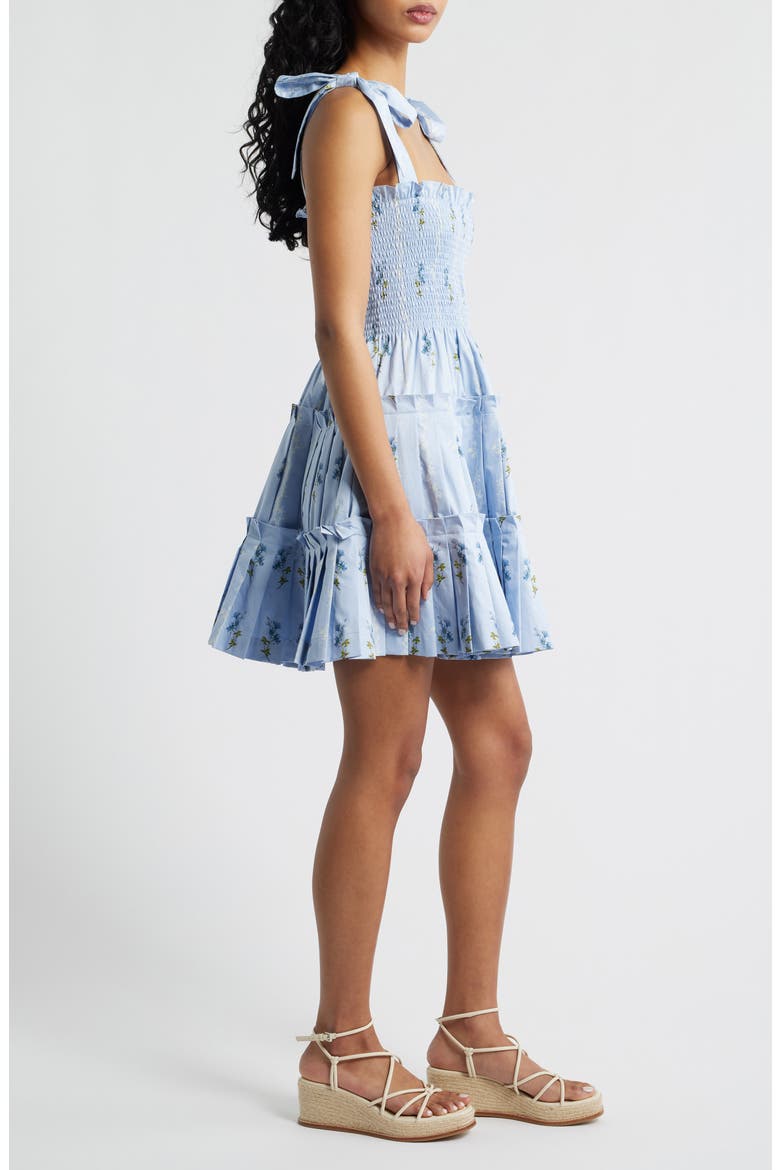 The Ribbon Smocked Pleated Minidres, Alternate, color, BLUEBELL WALTZ