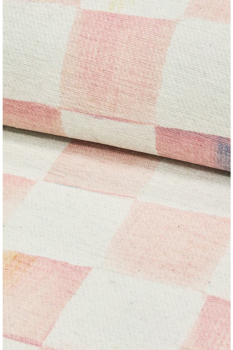 Rosy Checkerboard Machine Washable Rug, Alternate, color, ROSY