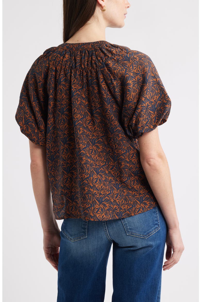 Puff Sleeve Top, Alternate, color, RUST BISQUE CECILIA BLOOM