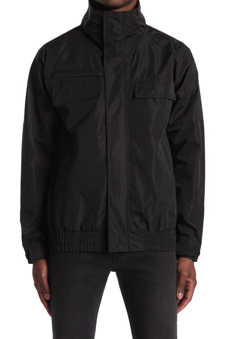 Bonded Poly Rain Bomber Jacket, Alternate, color, BLACK