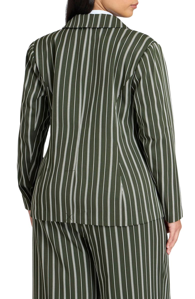 ELOQUII Yarn Dye Stripe Fitted Blazer, Alternate, color,