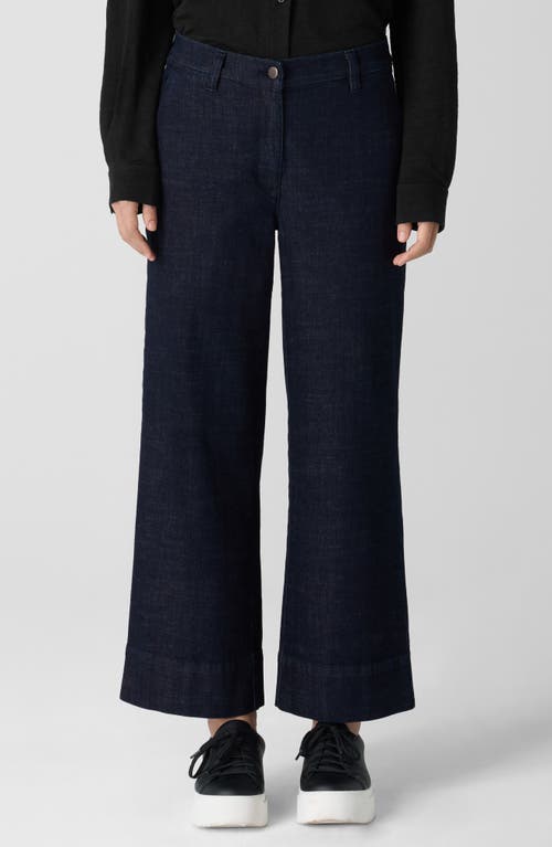 Eileen Fisher Ankle Wide Leg Jeans In Deep Indigo