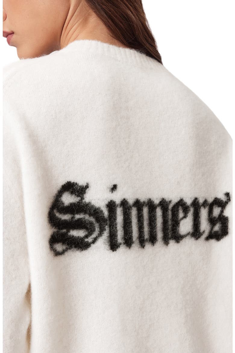 Saints & Sinners Crewneck Sweater, Alternate, color, CHALK WHITE/ BLACK