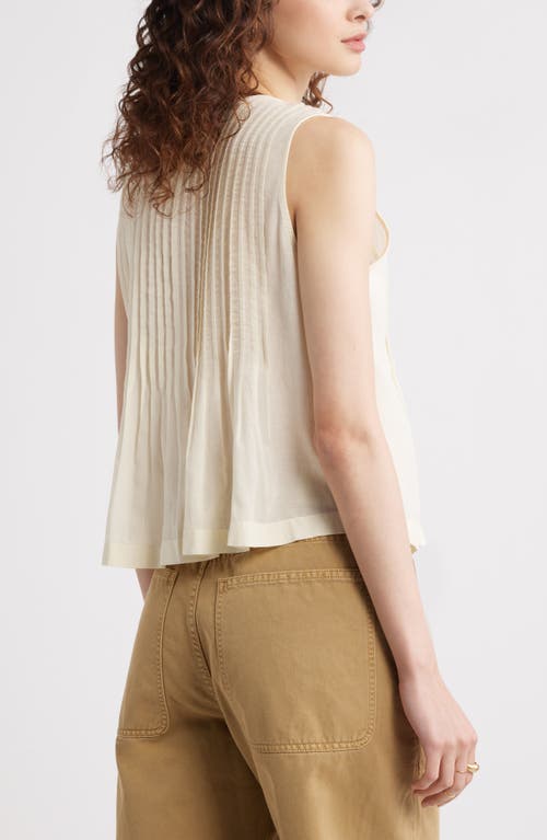 Treasure & Bond Pintuck Cotton Blend Tank In Ivory Dove